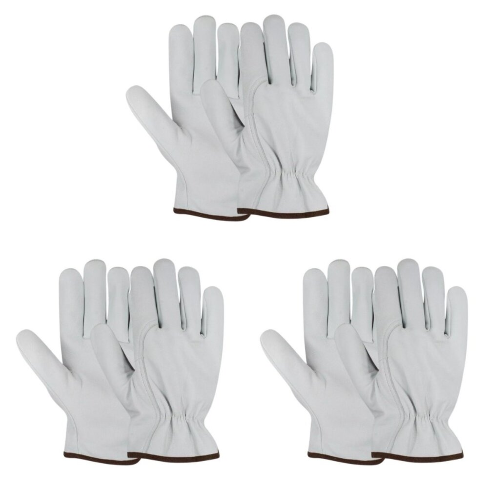PAKNADA Goatskin Leather Gloves 3Pairs Durable Safety for Outdoor, Industrial